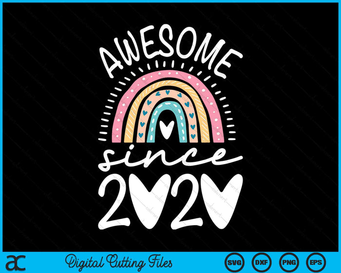 Awesome Since 2020 4th Birthday Rainbow SVG PNG Digital Printable Files