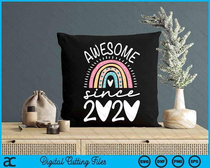 Awesome Since 2020 4th Birthday Rainbow SVG PNG Digital Printable Files