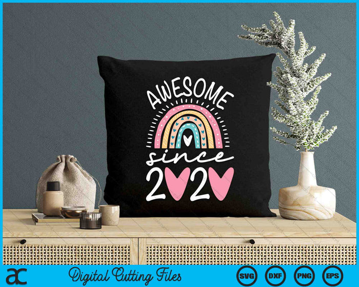 Awesome Since 2020 4th Birthday Rainbow SVG PNG Digital Cutting Files