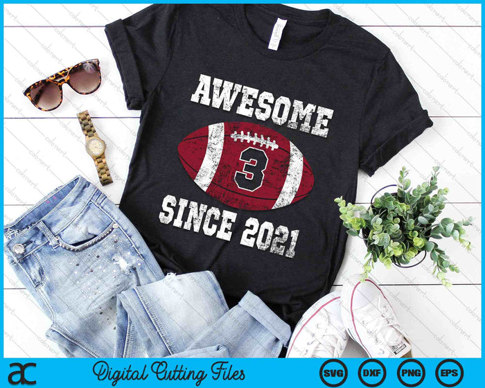 Awesome Since 2021 3rd Birthday Football 3 Years Old Vintage Sports SVG PNG Digital Cutting Files
