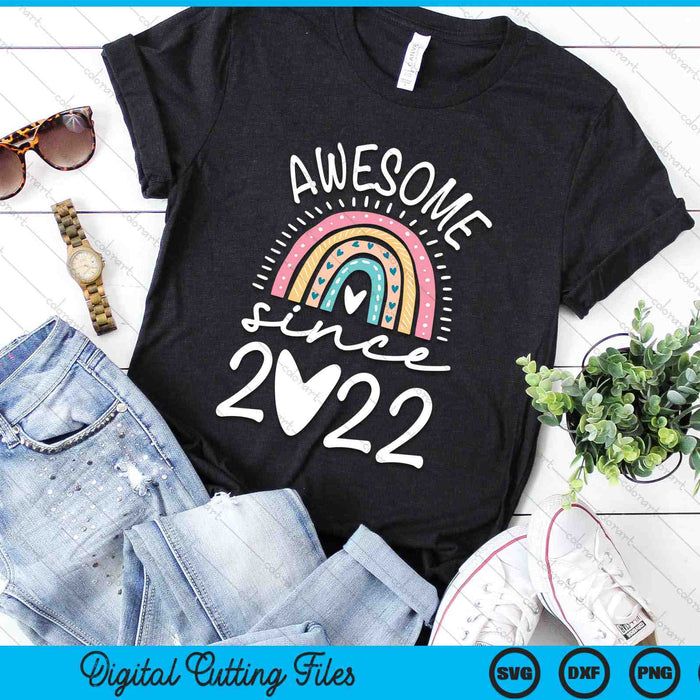 Awesome Since 2022 2nd Birthday Rainbow SVG PNG Digital Printable Files