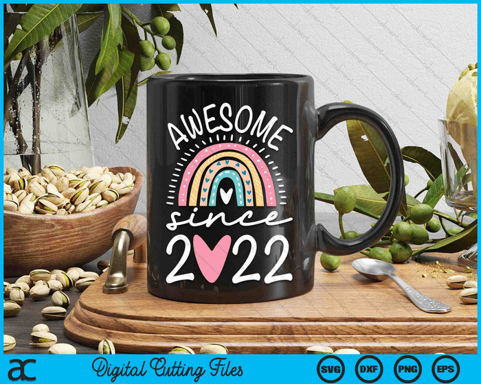 Awesome Since 2022 2nd Birthday Rainbow SVG PNG Digital Cutting Files