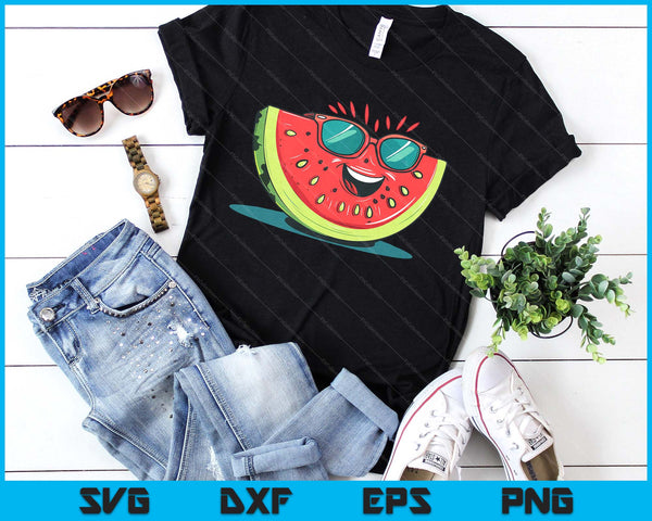 Awesome Watermelon Face With Sunglasses For Summer Fruits SVG PNG Digital Printable Files