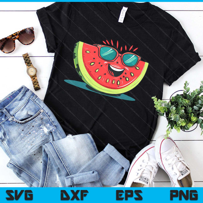 Awesome Watermelon Face With Sunglasses For Summer Fruits SVG PNG Digital Printable Files