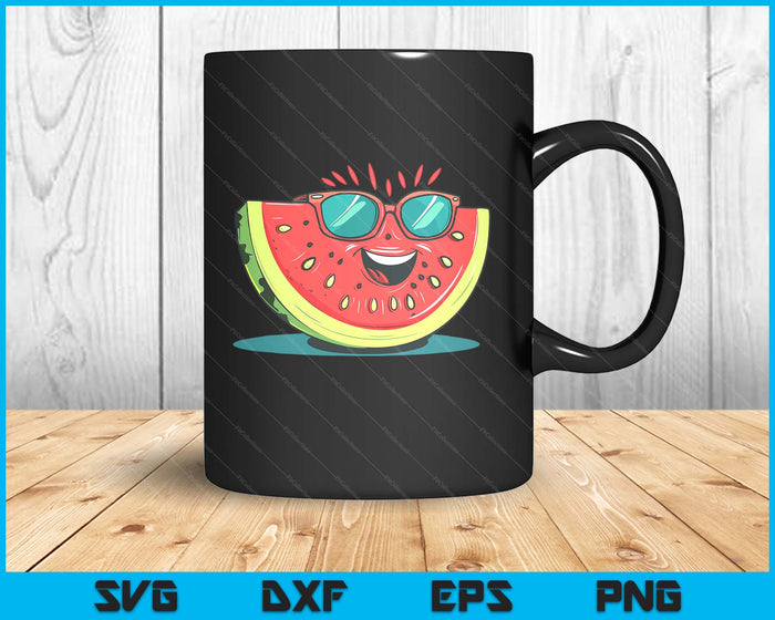Awesome Watermelon Face With Sunglasses For Summer Fruits SVG PNG Digital Printable Files