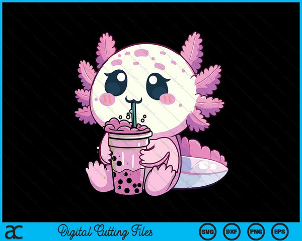 Axolotl Bubble Boba Tea Anime Cute Kawaii SVG PNG Digital Cutting File