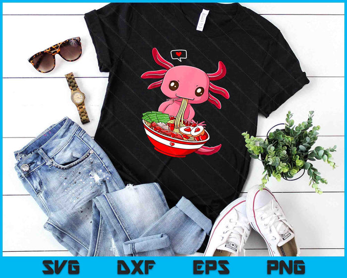 Axolotl Eating Ramen Valentines Day Animal Japanese Food SVG PNG Digital Printable Files