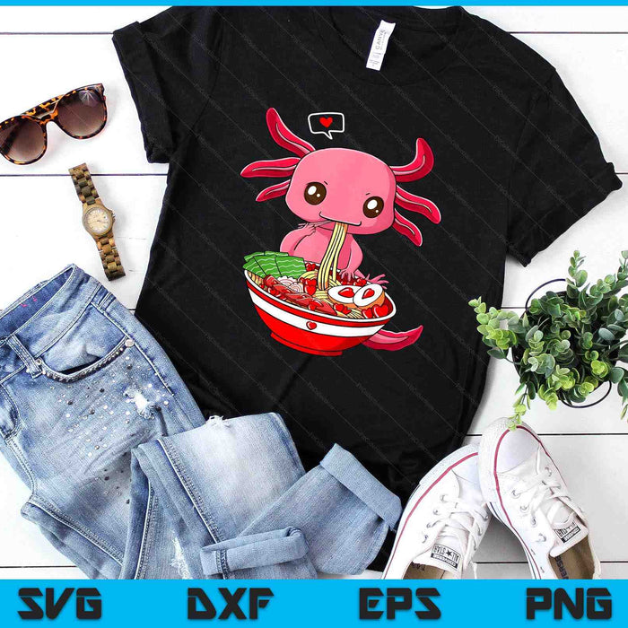 Axolotl Eating Ramen Valentines Day Animal Japanese Food SVG PNG Digital Printable Files