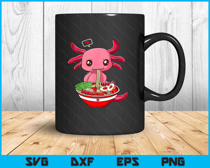 Axolotl Eating Ramen Valentines Day Animal Japanese Food SVG PNG Digital Printable Files