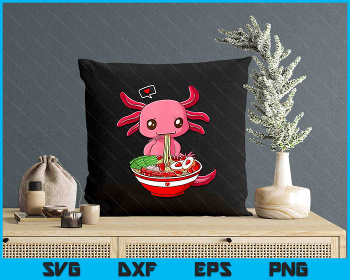 Axolotl Eating Ramen Valentines Day Animal Japanese Food SVG PNG Digital Printable Files