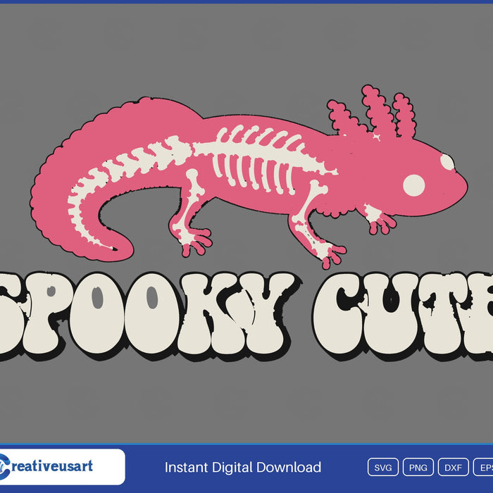 Spooky Cute Axolotl Skeleton Halloween SVG - Spooky Cute axolotl skeleton design