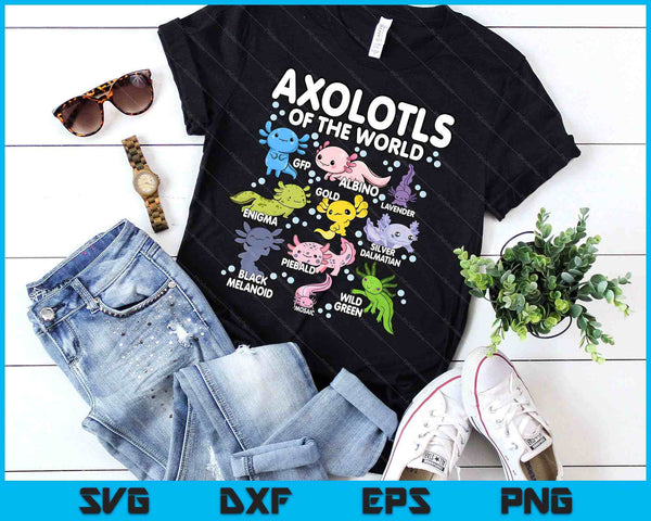 Axolotls Of The World Cute Kawaii Axolotl SVG PNG Digital Printable Files