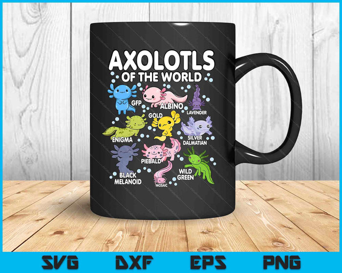 Axolotls Of The World Cute Kawaii Axolotl SVG PNG Digital Printable Files