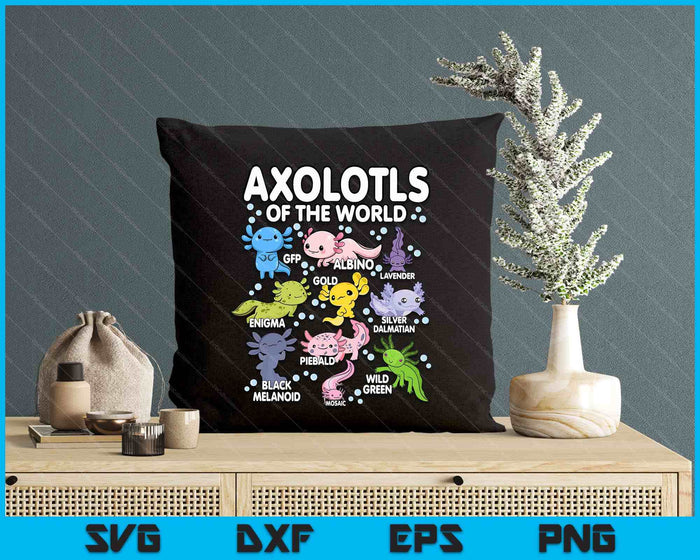 Axolotls Of The World Cute Kawaii Axolotl SVG PNG Digital Printable Files