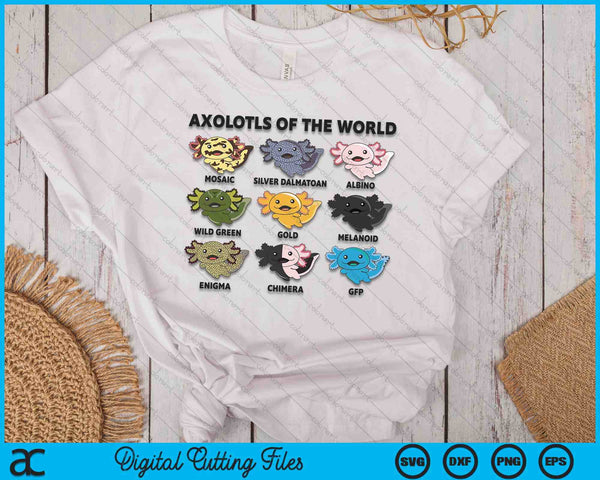 Axolotls Of The World Sweet Animals Kawaii Axolotl SVG PNG Digital Cutting Files