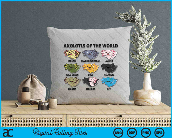 Axolotls Of The World Sweet Animals Kawaii Axolotl SVG PNG Digital Cutting Files