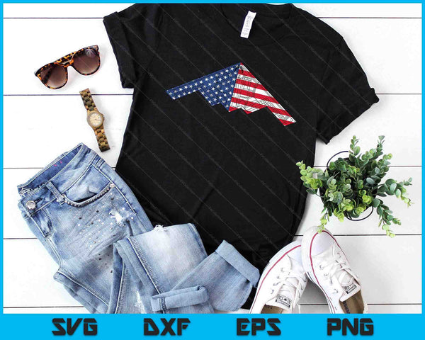 B-2 Bomber Stealth Aircraft Schematic American Flag B2 SVG PNG Digital Printable Files