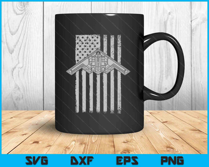 B-2 Stealth Bomber Military Airplane American Flag B2 SVG PNG Digital Printable Files