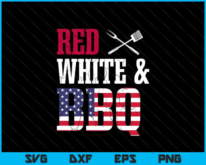 BBQ 4th of July Red White and BBQ American Flag SVG PNG Digital Printable Files