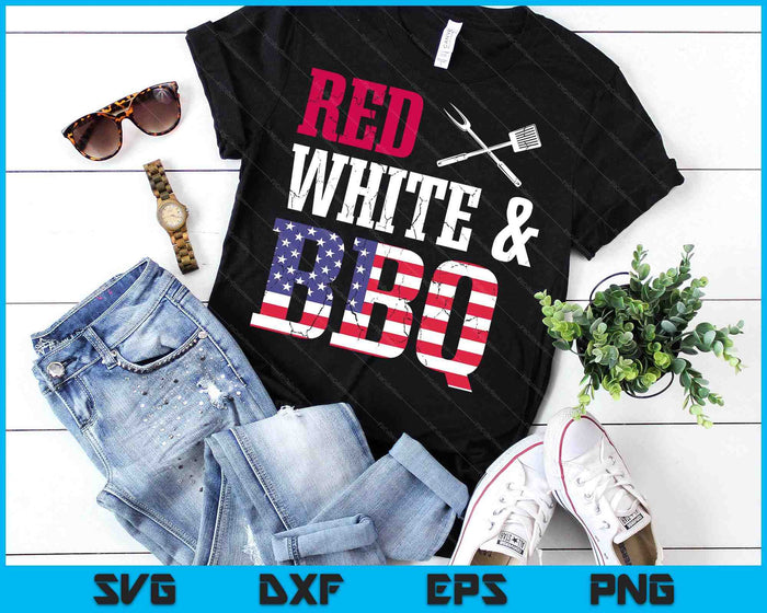 BBQ 4th of July Red White and BBQ American Flag SVG PNG Digital Printable Files