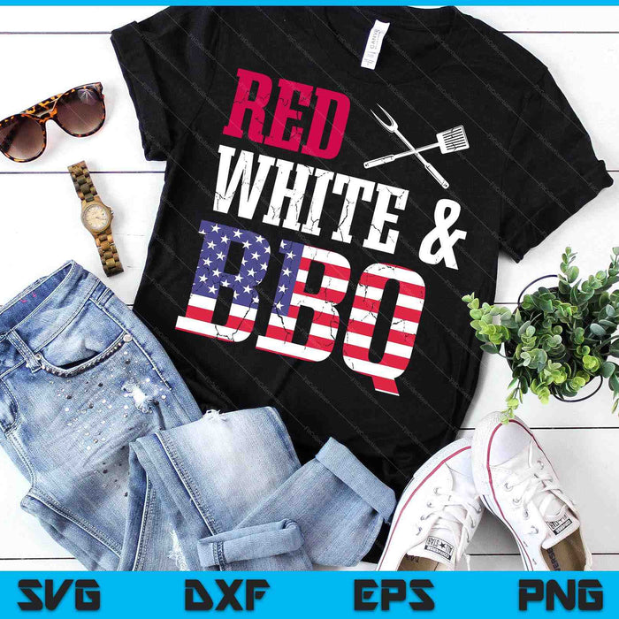 BBQ 4th of July Red White and BBQ American Flag SVG PNG Digital Printable Files