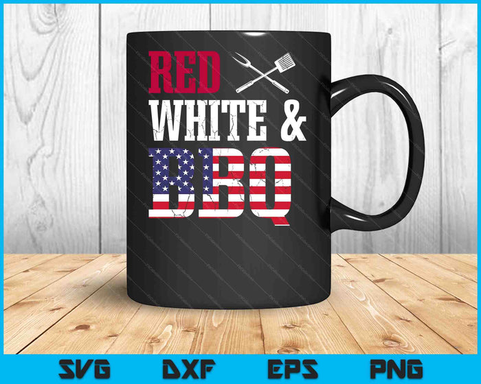 BBQ 4th of July Red White and BBQ American Flag SVG PNG Digital Printable Files