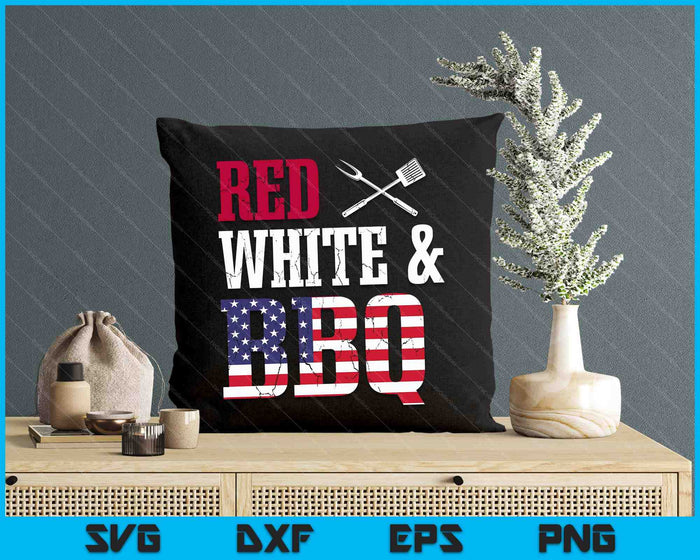 BBQ 4th of July Red White and BBQ American Flag SVG PNG Digital Printable Files
