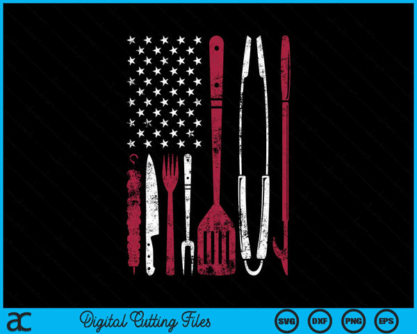 BBQ Smoker Barbecue USA Flag Chef Smoking Tools Grilling Pit Master SVG PNG Digital Cutting Files