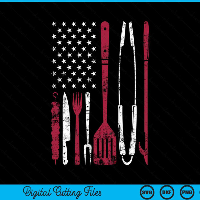 BBQ Smoker Barbecue USA Flag Chef Smoking Tools Grilling Pit Master SVG PNG Digital Cutting Files