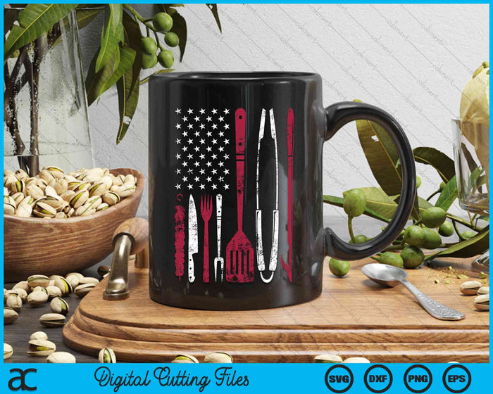 BBQ Smoker Barbecue USA Flag Chef Smoking Tools Grilling Pit Master SVG PNG Digital Cutting Files