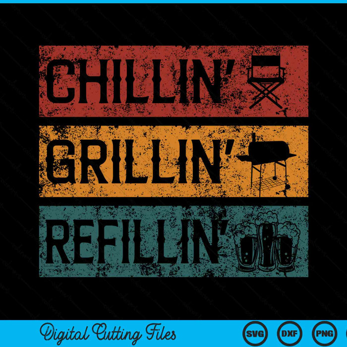 BBQ smoker chillin' grillin' refillin' barbecue SVG cut file