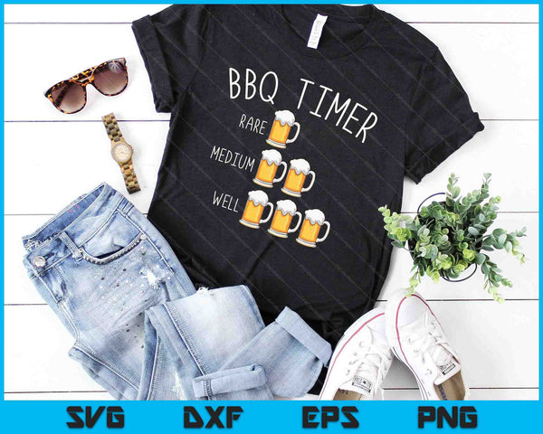 BBQ Timer Beer Drinking Funny Grilling SVG PNG Digital Cutting Files