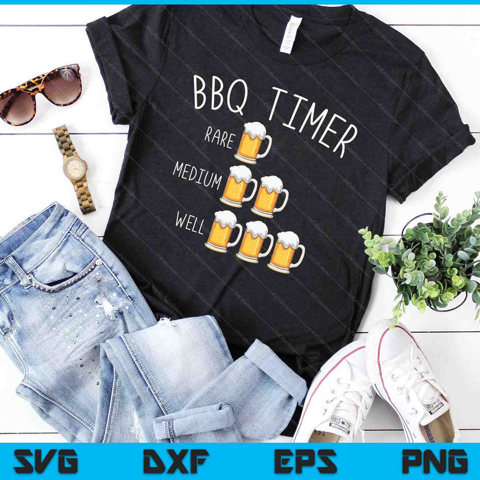 BBQ Timer Beer Drinking Funny Grilling SVG PNG Digital Cutting Files