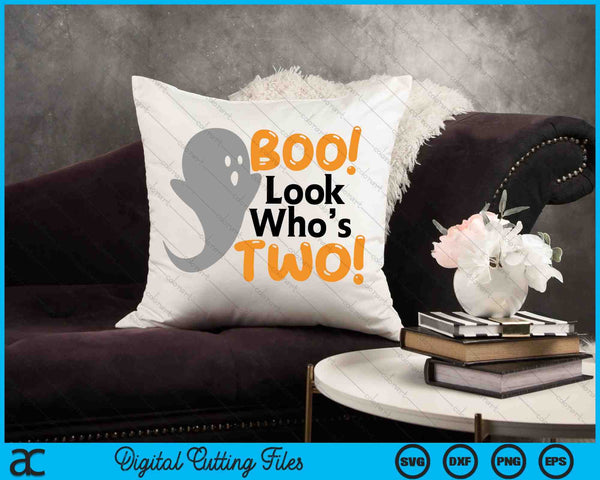 BOO! Look whos TWO Halloween 2nd Birthday SVG PNG Digital Cutting Files