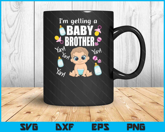 Baby Brother Reveal I'm Getting a Baby Brother Cute Baby SVG PNG Digital Cutting Files