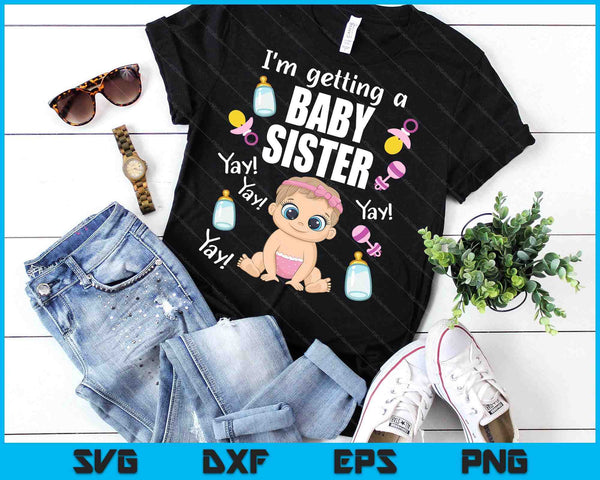 Baby Sister reveal I'm getting a Baby Sister Cute Baby SVG PNG Digital Cutting Files