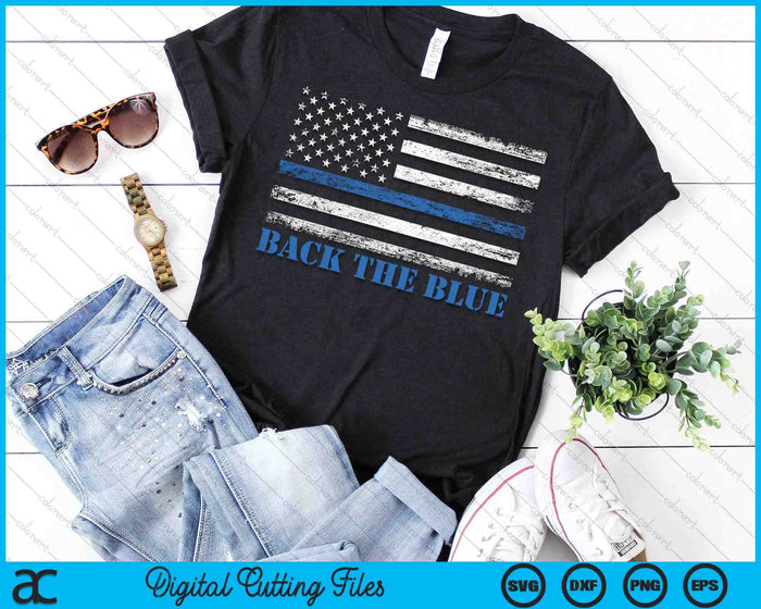 Back The Blue Thin Blue Line American Flag Police Support SVG PNG Digital Printable Files