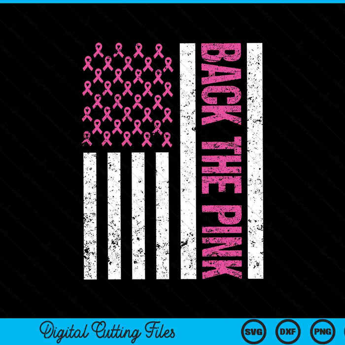 Back the pink breast cancer awareness flag SVG cut file