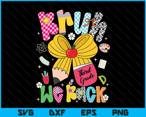Back To School Bruh We Back 3rd Grade Pencil Bow SVG PNG Digital Printable Files