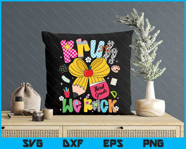 Back To School Bruh We Back 3rd Grade Pencil Bow SVG PNG Digital Printable Files