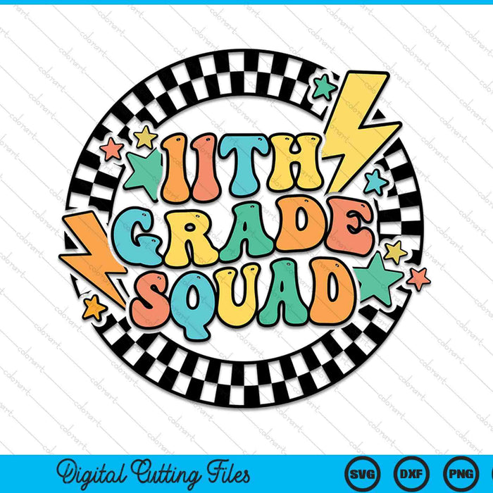 Back To School Groovy Teacher 11th Grade Crew Squad Team SVG PNG Digital Cutting Files