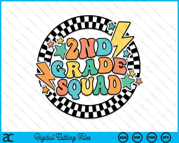 Back To School Groovy Teacher 2nd Grade Crew Squad Team SVG PNG Digital Cutting Files