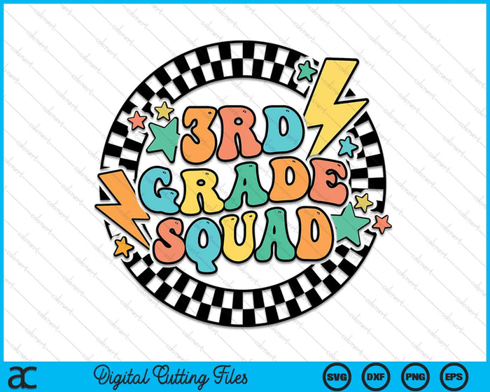 Back To School Groovy Teacher 3rd Grade Crew Squad Team SVG PNG Digital Cutting Files