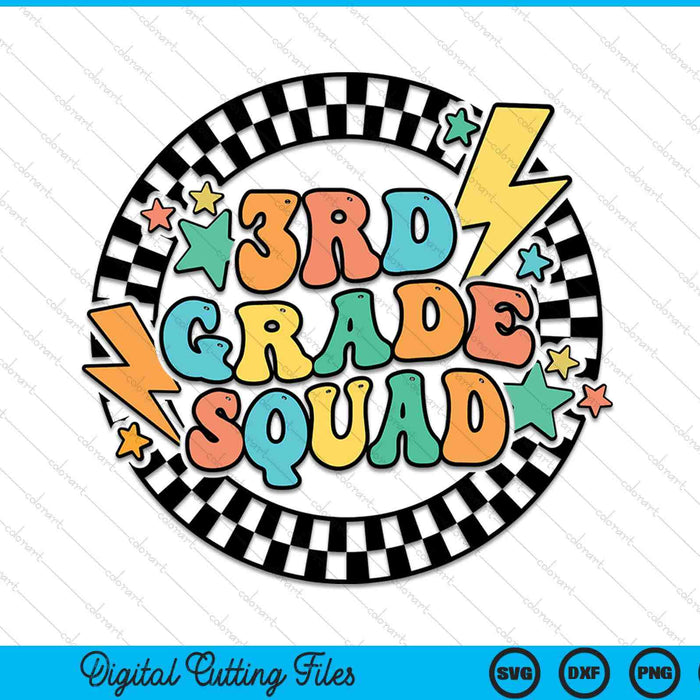 Back To School Groovy Teacher 3rd Grade Crew Squad Team SVG PNG Digital Cutting Files