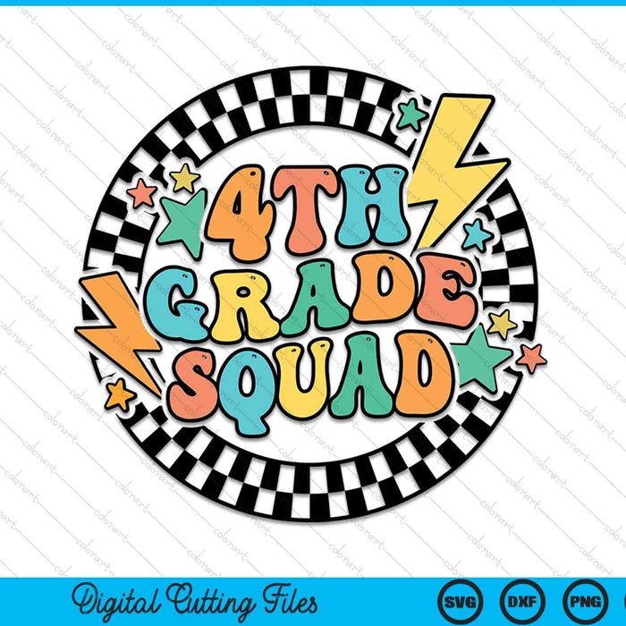 Back to school groovy teacher 4th grade crew squad team SVG PNG cut file for Cricut