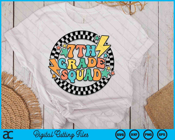 Back To School Groovy Teacher 7th Grade Crew Squad Team SVG PNG Digital Cutting Files