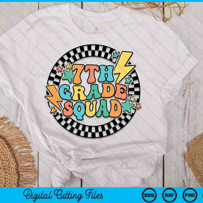 Back To School Groovy Teacher 7th Grade Crew Squad Team SVG PNG Digital Cutting Files