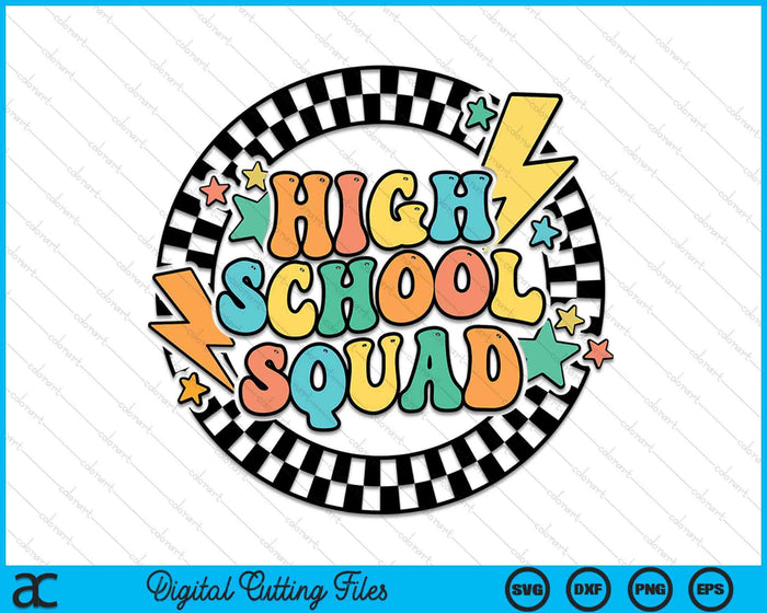 Back To School Groovy Teacher High School Crew Squad Team SVG PNG Digital Cutting Files