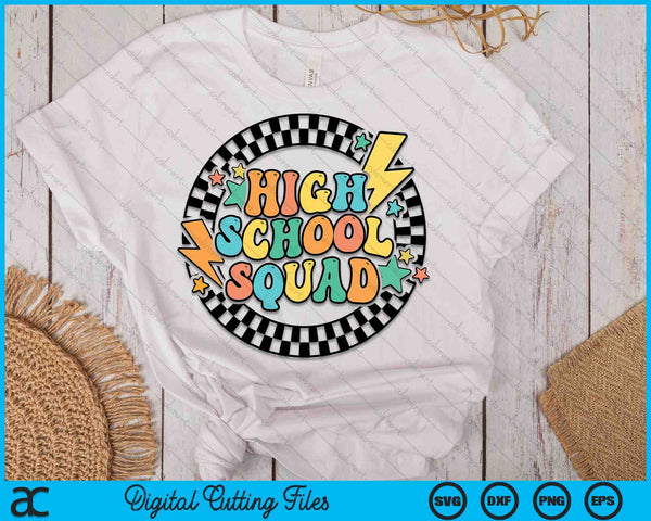 Back To School Groovy Teacher High School Crew Squad Team SVG PNG Digital Cutting Files