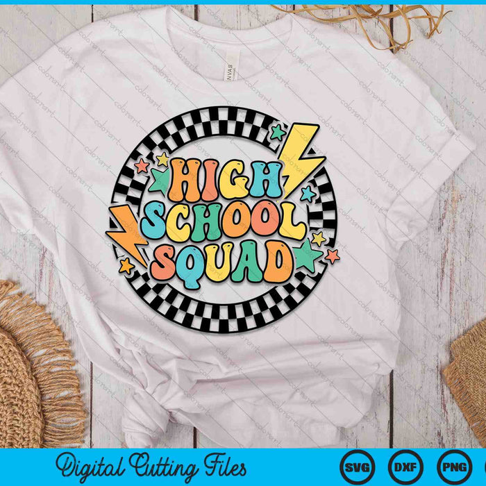 Back To School Groovy Teacher High School Crew Squad Team SVG PNG Digital Cutting Files